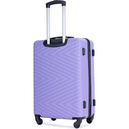 luggage 4-piece ABS lightweight suitcase with rotating wheels, 24 inch and 28 inch with TSA lock, (16/20/24/28) LIGHT PURPLE