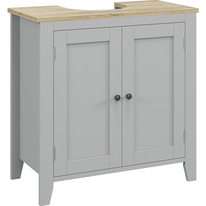 Kleankin Pedestal Sink Storage Cabinet, Under Sink Cabinet, Bathroom Vanity Cabinet with U-Shape and Adjustable Internal Shelf, Gray