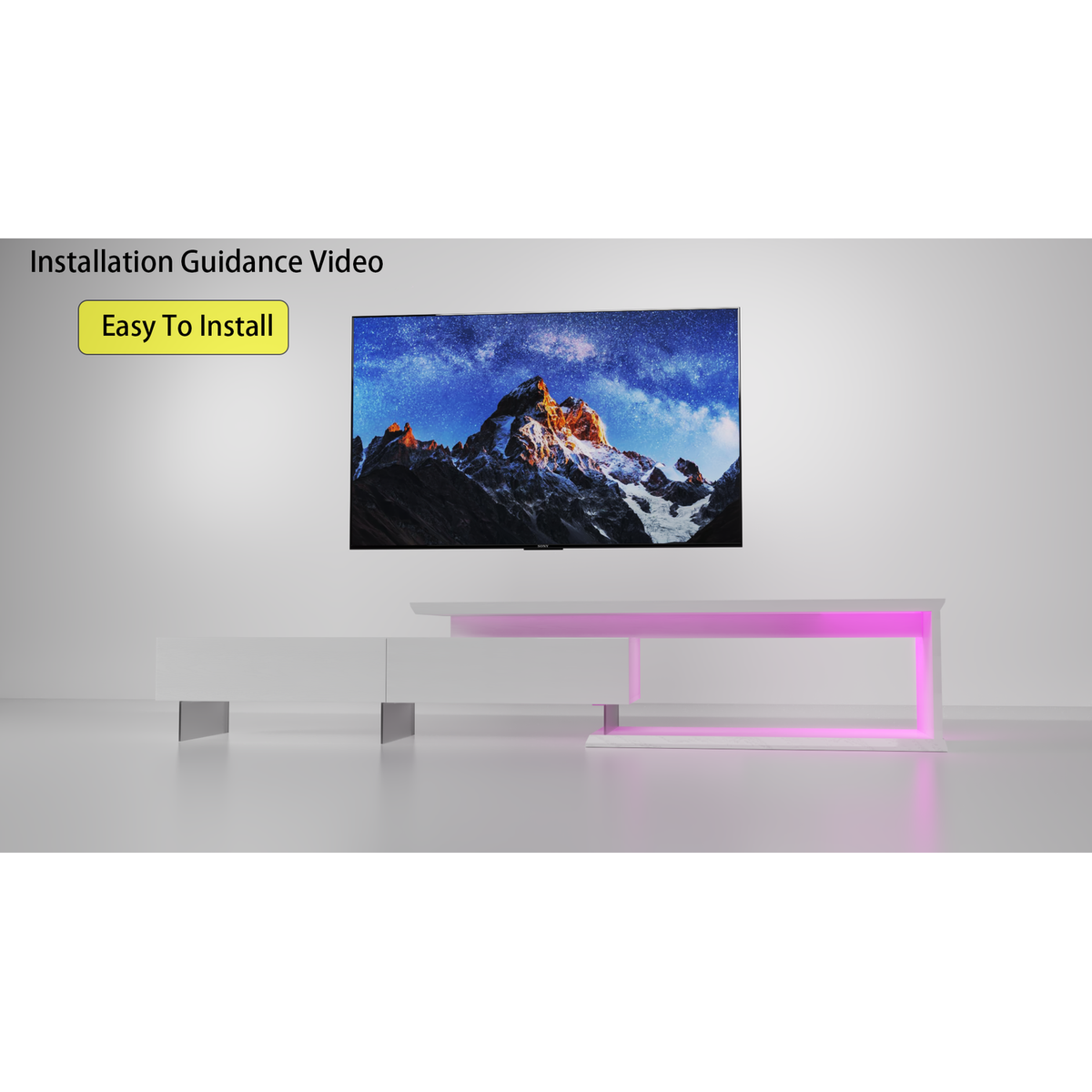 TV Console with Storage Cabinets, Extendable LED TV Stand with Remote Control, Multiple Modes Changing Lights Modern Entertainment Center with Chamfer Edge Shape, White