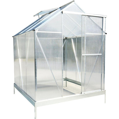 6.3'x6.2'x7' Polycarbonate Greenhouse, Heavy Duty Outdoor Aluminum Walk-in Green House Kit with Rain Gutter, Vent and Door for Backyard Garden, color aluminium