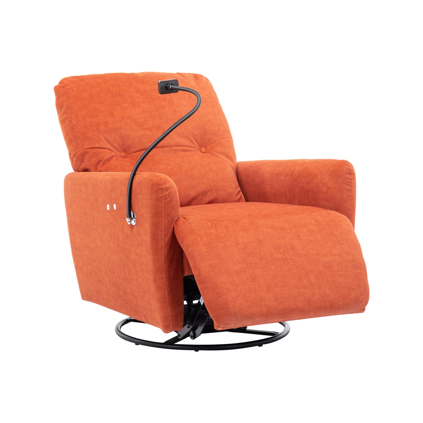 270 Degree Swivel Electric Recliner Home Theater Seating Single Reclining Sofa Rocking Motion Recliner with a Phone Holder for Living Room, Orange