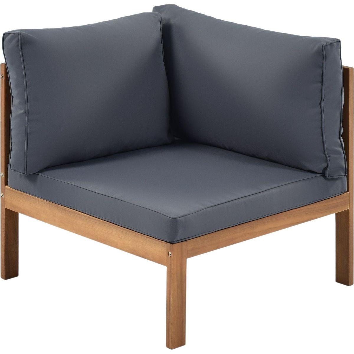 Wood Structure Outdoor Sofa Set with gray Cushions Exotic design Water-resistant and UV Protected texture High quality acacia wood Strong Metal Accessories