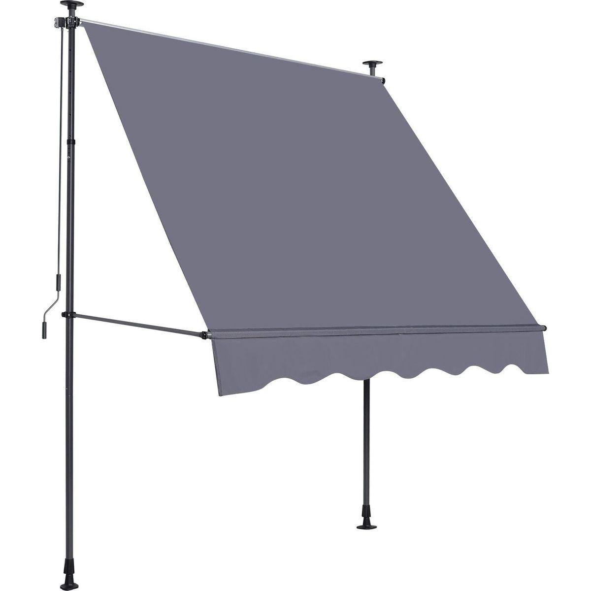 Manual Retractable Awning-118" Non-Screw Outdoor Sun Shade Cover with UV Protection "100% Polyester Made Outdoor Canopy Adjustable Patio Door Window Awning Canopy Sun Shade Curtain for Backyard,Gay