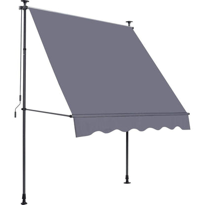 Manual Retractable Awning-118" Non-Screw Outdoor Sun Shade Cover with UV Protection "100% Polyester Made Outdoor Canopy Adjustable Patio Door Window Awning Canopy Sun Shade Curtain for Backyard,Gay