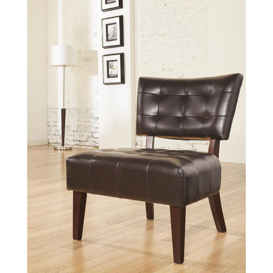 Roundhill Furniture Blended Leather Tufted Accent Chair with Oversized Seating, Brown