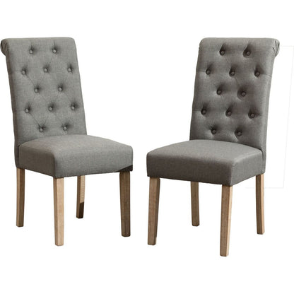 Habit Solid Wood Tufted Parsons Dining Chair, Set of 2, Grey