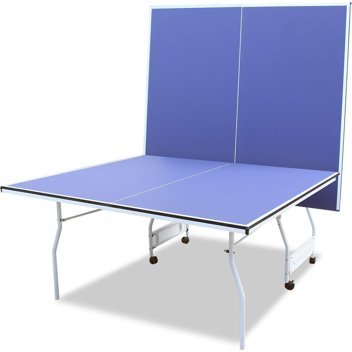 9ft Mid-Size Table Tennis Table Foldable & Portable Ping Pong Table Set for Indoor & Outdoor Games with Net, 2 Table Tennis Paddles and 3 Balls