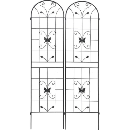 2 Pack Metal Garden Trellis 86.7" x 19.7" Rustproof Trellis for Climbing Plants Outdoor Flower Support Black