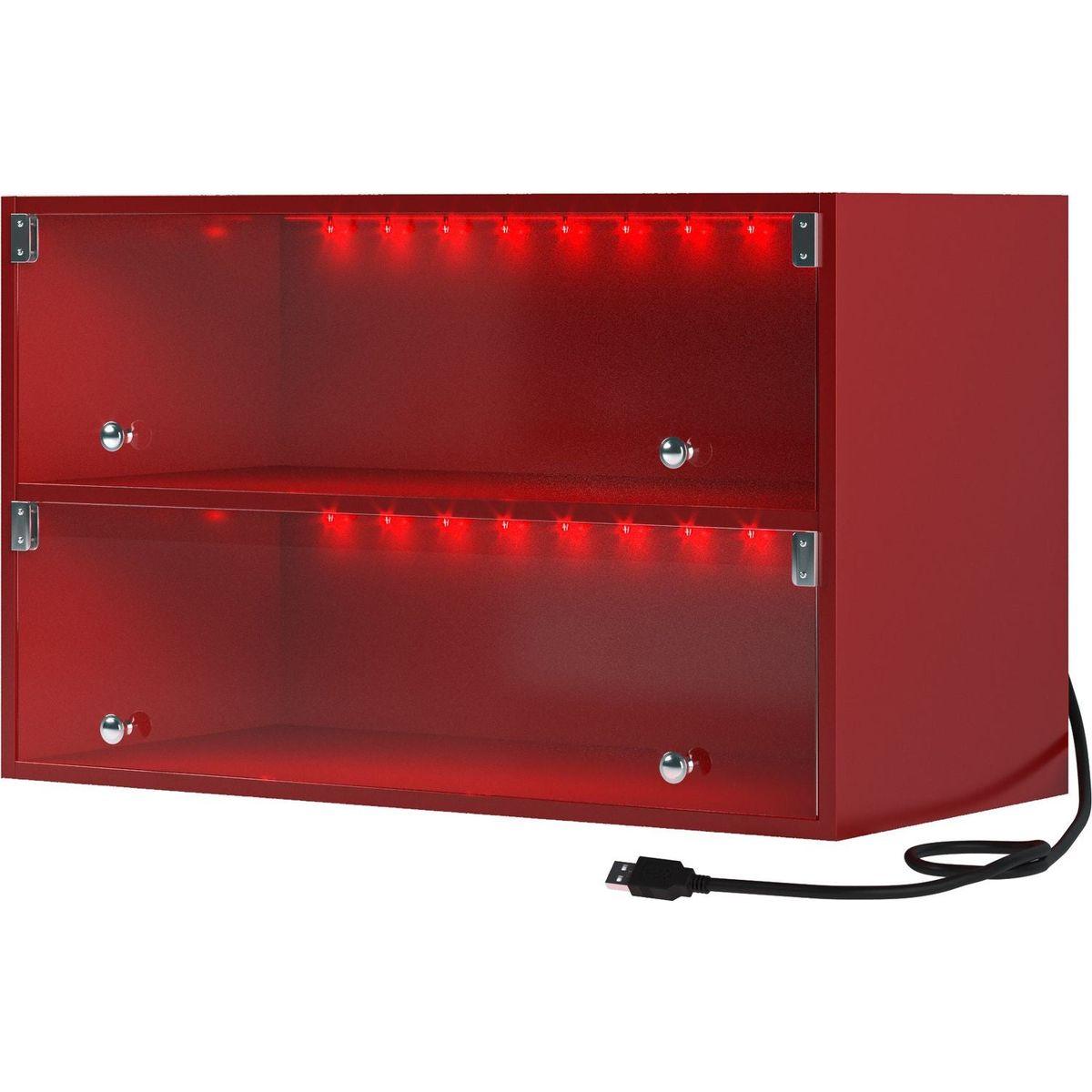Red Glass Door Shoe Box Shoe Storage Cabinet For Sneakers With RGB Led Light