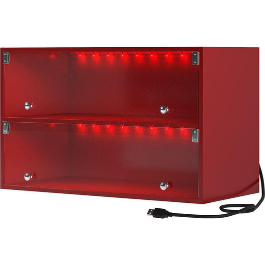 Red Glass Door Shoe Box Shoe Storage Cabinet For Sneakers With RGB Led Light