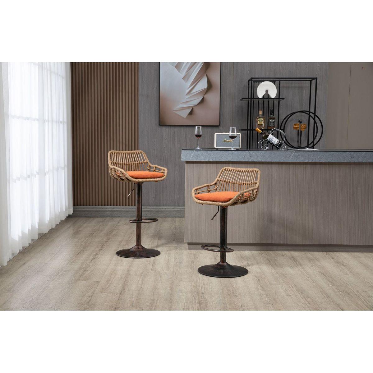 Swivel Bar Stools Set of 2 Adjustable Counter Height Chairs with Footrest for Kitchen, Dining Room 2PC/SET