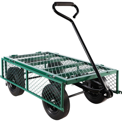 (Green solid wheels wagon cart) Solid wheels Tools cart Wagon Cart Garden cart trucks make it easier to transport firewood