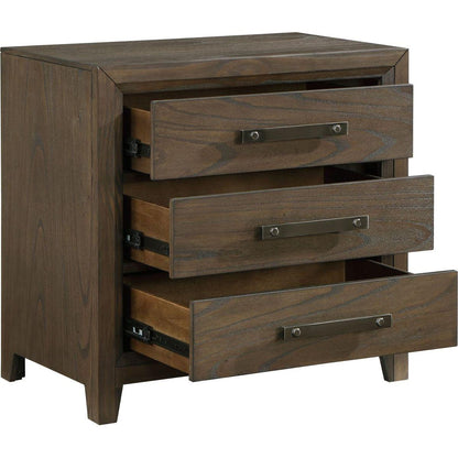 Dark Walnut Finish Nightstand of 3 Drawers Classic Design Bedroom Furniture 1pc