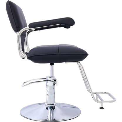 Stainless steel frame,Fashion style Hair Salon Chair Styling Heavy Duty Hydraulic Pump Barber Chair Beauty Shampoo Barbering Chair for Hair Stylist Women Man,with Barber Cape (Black)