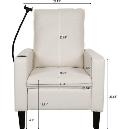 Recliner Chairs for Adults, Adjustable Recliner Sofa with Mobile Phone Holder & Cup Holder, Modern Reclining Chairs Fabric Push Back Recliner Chairs for Living Room, Bedroom, BEIGE