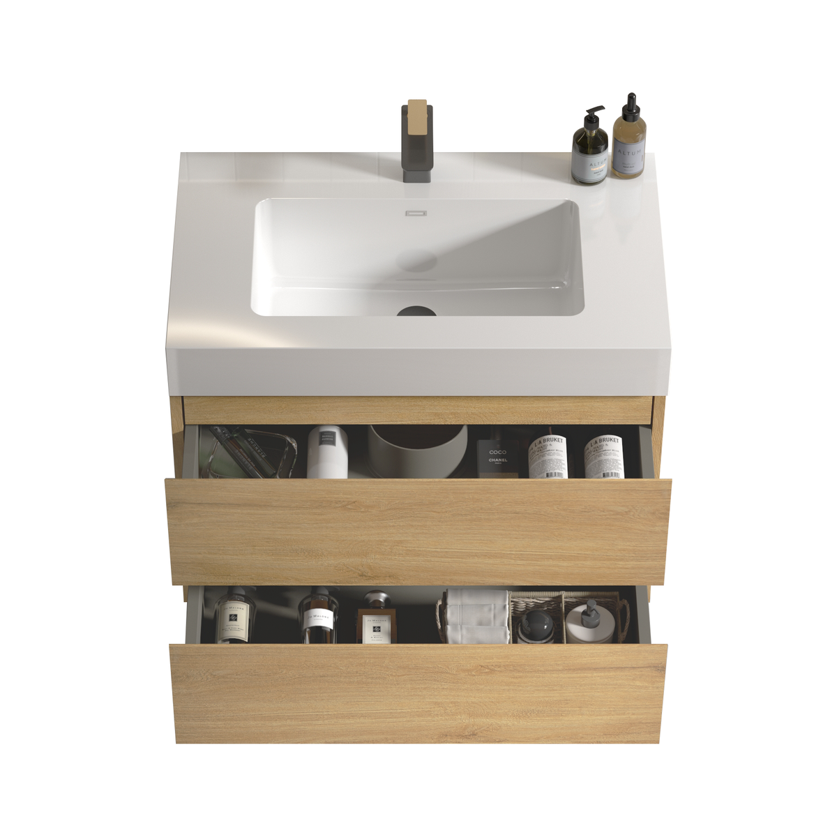 U041-Alice30-106 Alice 30" Natural Oak Bathroom Vanity with Sink, Large Storage Wall Mounted Floating Bathroom Vanity for Modern Bathroom, Pre-assembled