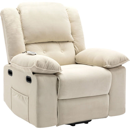 Massage Recliner,Power Lift Chair for Elderly with Adjustable Massage and Heating Function,Recliner Chair with Infinite Position and Side Pocket for Living Room, Beige