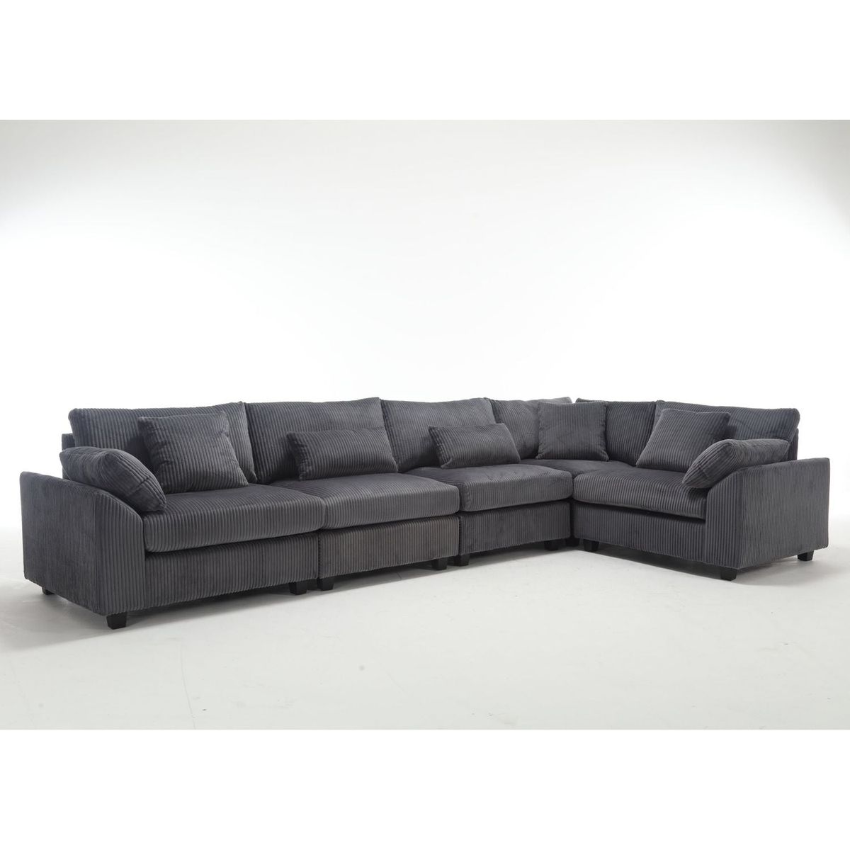 {NEW ARRIVAL VIDEO PROVIDED} Oversized Modular Sectional Sofa Couches Set,Corduroy Upholstered Deep Seat Comfy Sofa for Living Room 5 Seat,Dark Gray