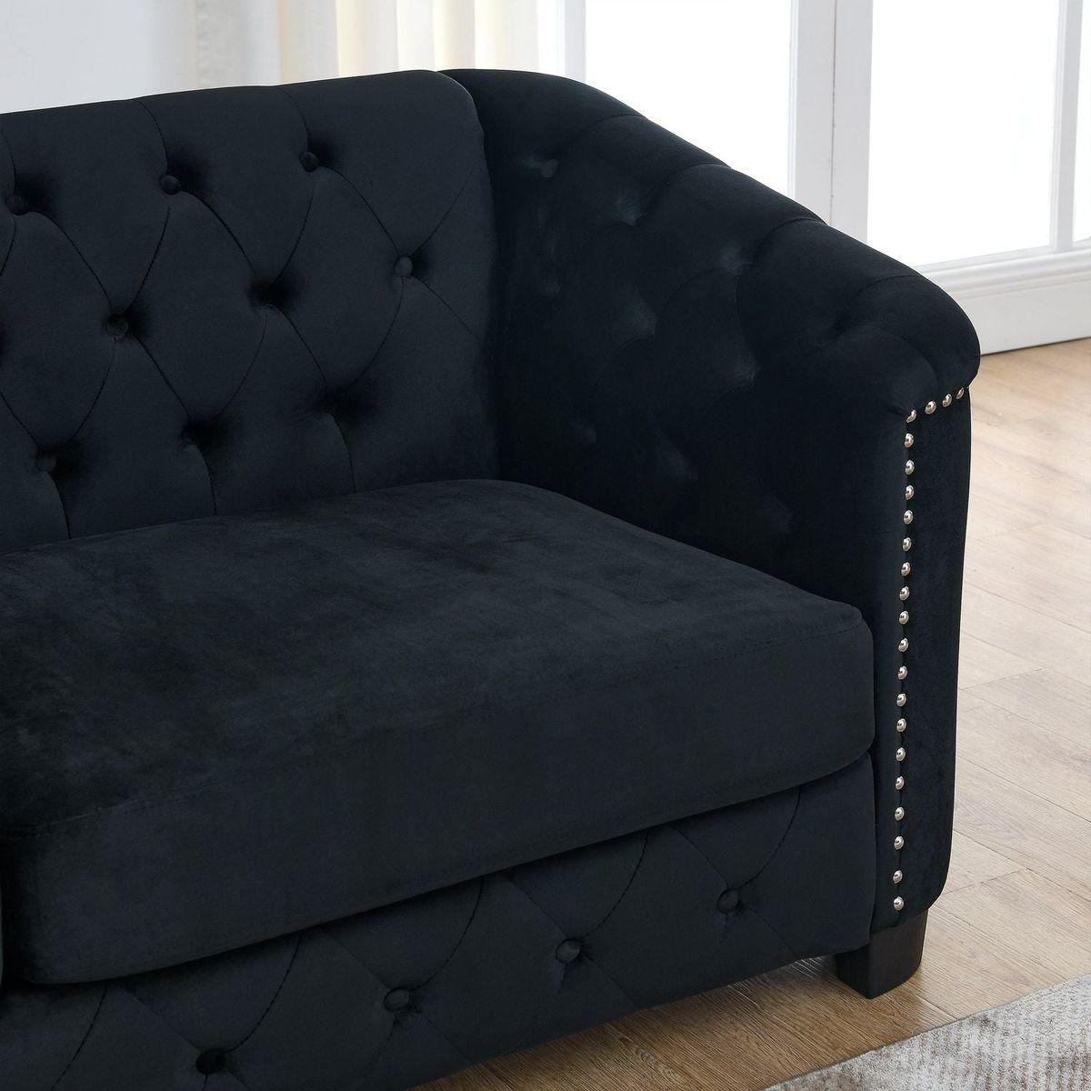 3-seater + 3-seater Combination sofa.Velvet black