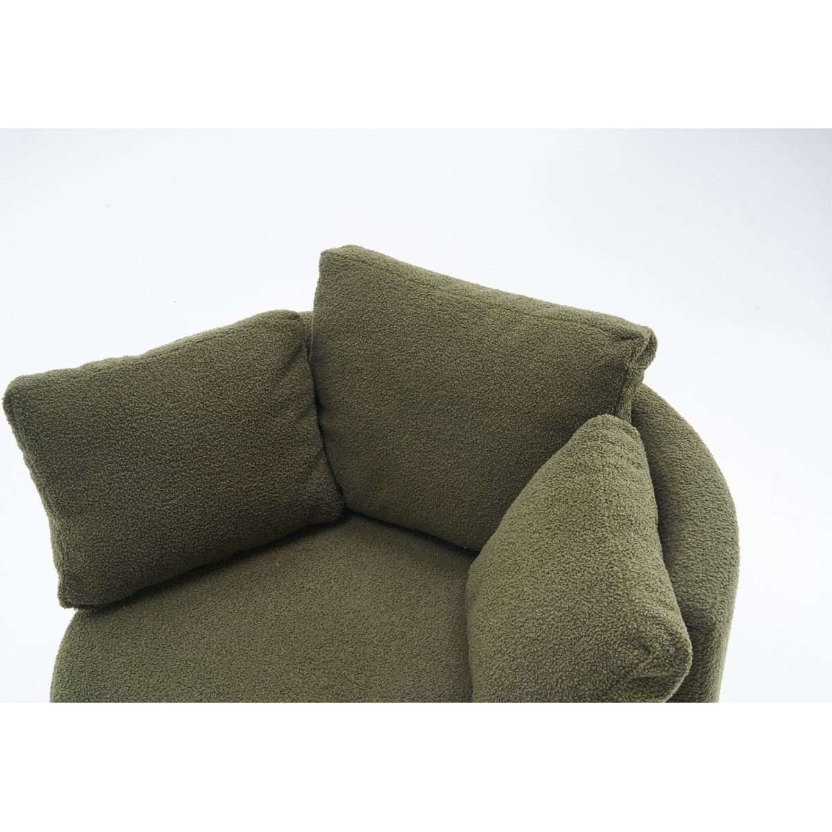 Teddy Fabric Swivel And Storage Chair With Back Cushion For Living Room,Green