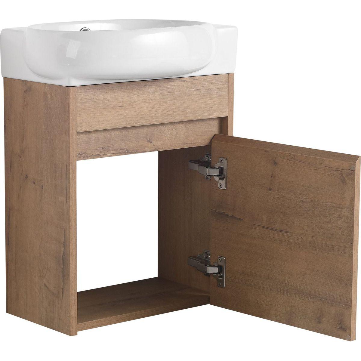 Soft Close Doors Bathroom Vanity With Sink,16 Inch For Small Bathroom