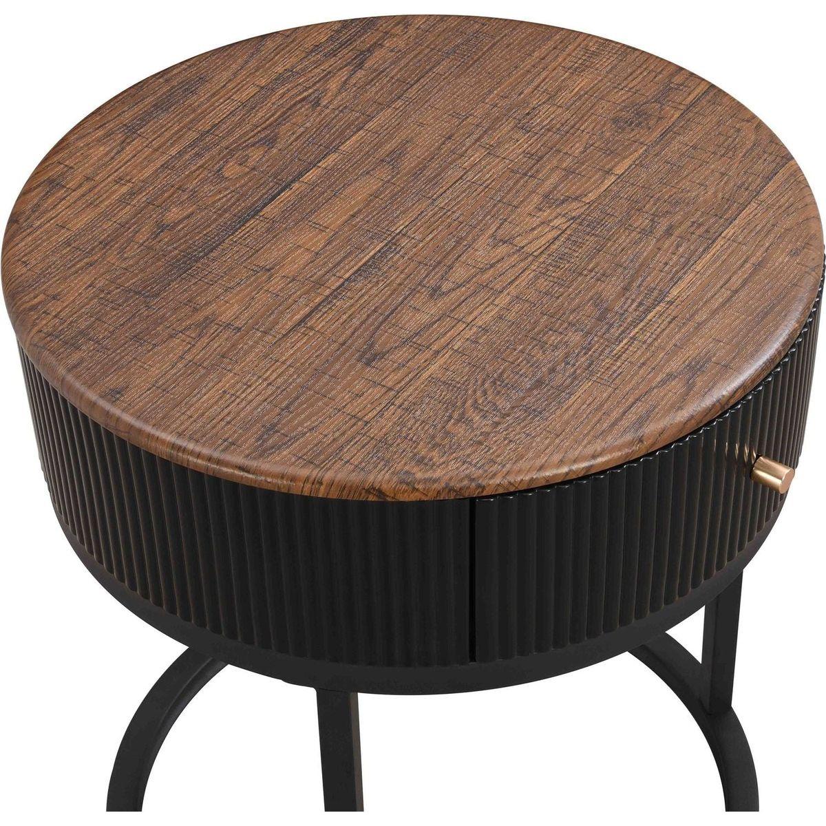 Round Nightstand with Drawer, 19.68 Inch Wood End Table with Storage, Small Table or Living Room, Bedroom and Small Spaces