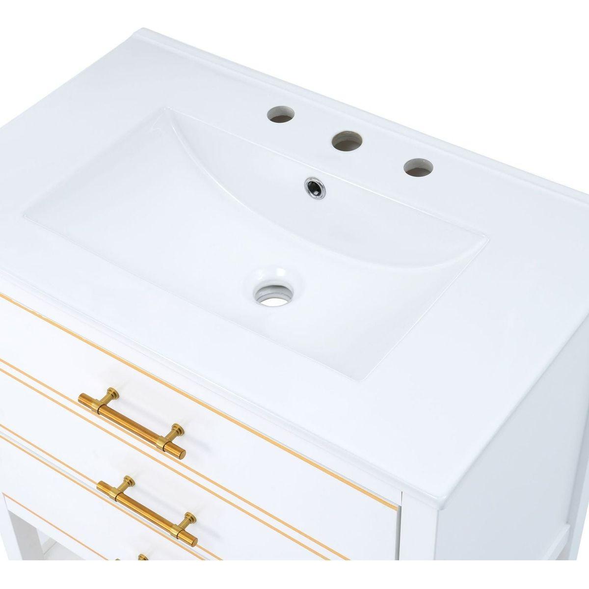 Modern 30inch Navy Blue/White Bathroom Vanity Cabinet Combo with Open Storge, Two Drawers