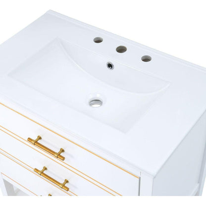 Modern 30inch Navy Blue/White Bathroom Vanity Cabinet Combo with Open Storge, Two Drawers