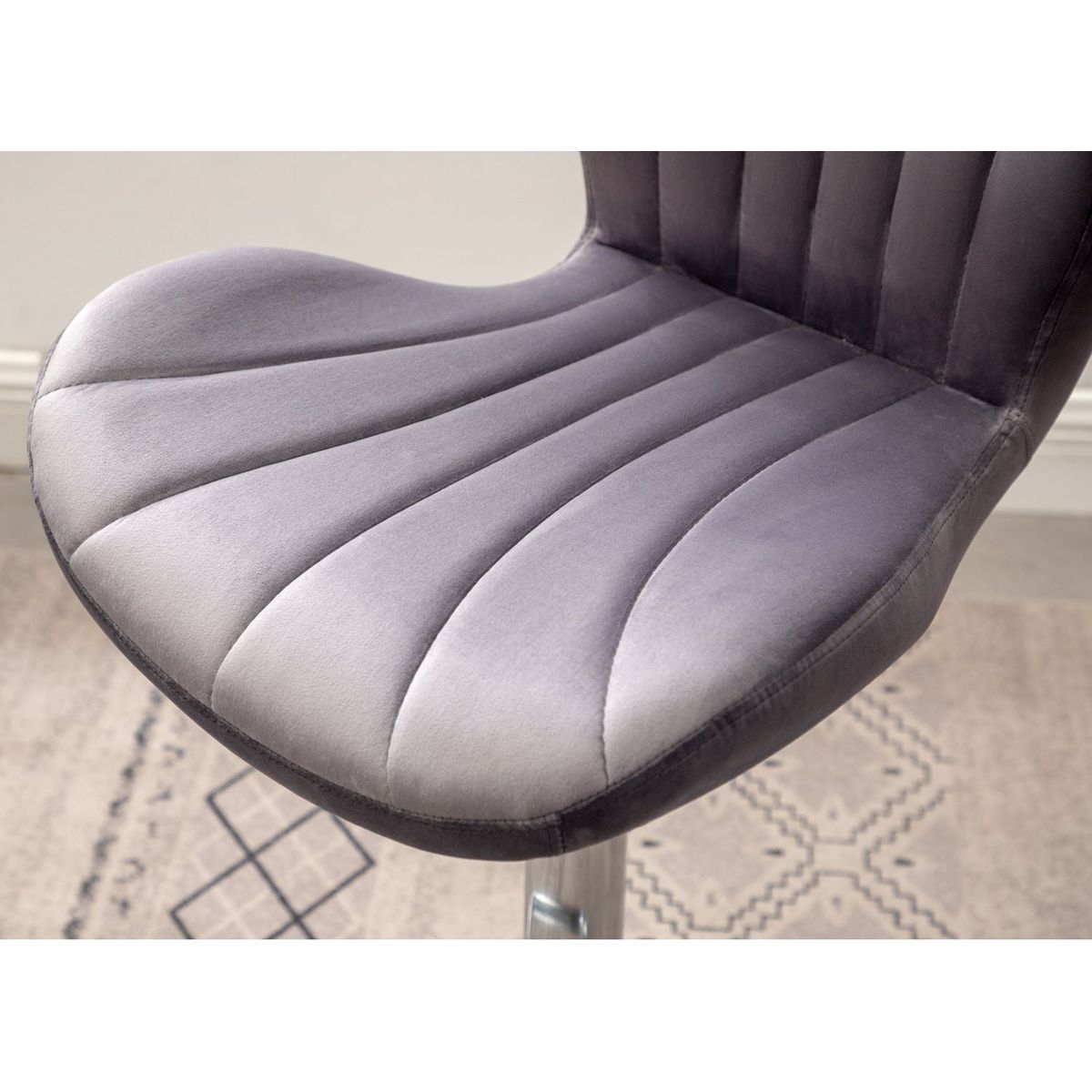 Ellston Upholstered Adjustable Swivel Barstools in Gray, Set of 2