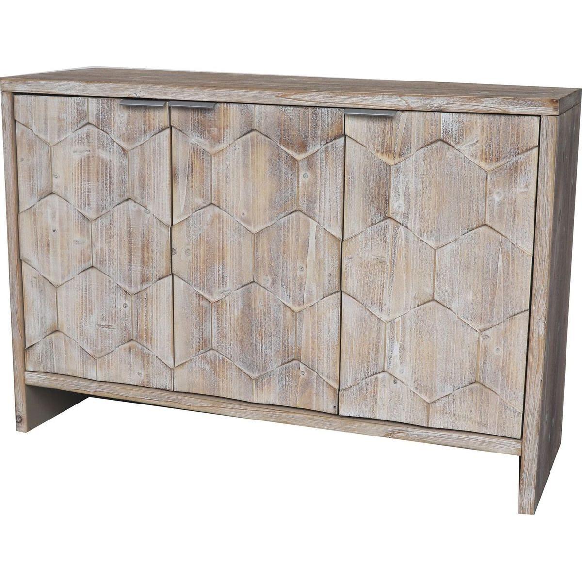 Accent Cabinet Farmhouse Style 3 Door Wooden Cabinet Sideboard Buffet Server Cabinet Storage Cabinet, for Living Room, Entryway, Hallway, Office, Kitchen and Dining Room, Natural Wood Wash