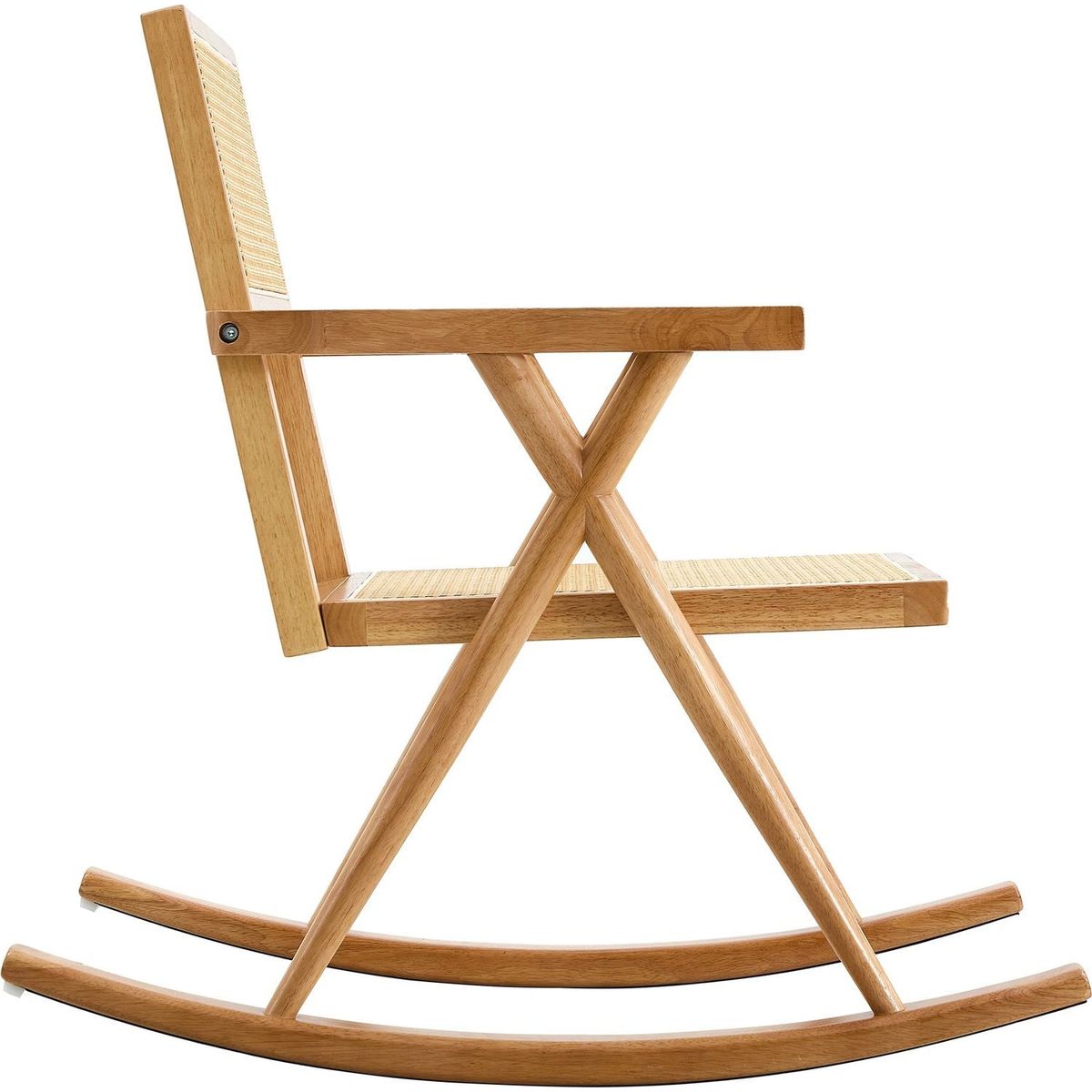 Solid wood+imitation rattan rocking chair allows you to relax quietly indoors and outdoors, enhancing your sense of relaxation, suitable for balconies, gardens, and camping sites