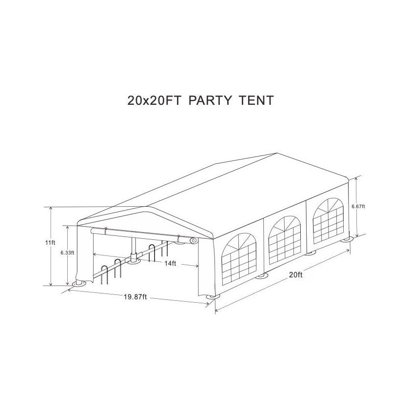20x20 Feet Party Tent Heavy Duty Marquee Canopy Outdoor Wedding tent Carport Events Shelter Tent for Parties BBQ with Storgae Carry Bags