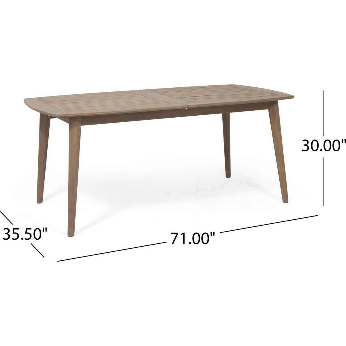 Outdoor Acacia Wood Expandable Dining Table, Gray