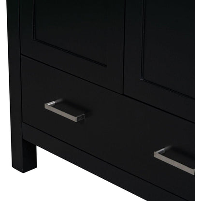 30" Black Bathroom Vanity with Single Sink, Combo Cabinet Undermount Sink, Bathroom Storage Cabinet with 2 Doors and a Drawer, Soft Closing, Multifunctional Storage, Solid Wood Frame