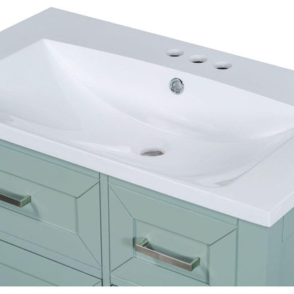 30" Bathroom Vanity with Sink Combo, Green Bathroom Cabinet with Drawers, Solid Frame and MDF Board