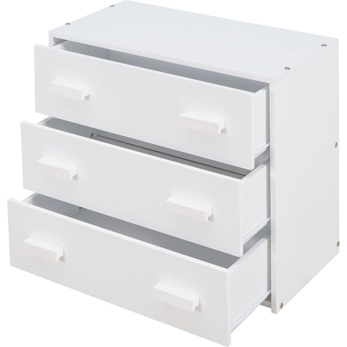 Twin Size Loft Bed with Cabinet and Shelf - White