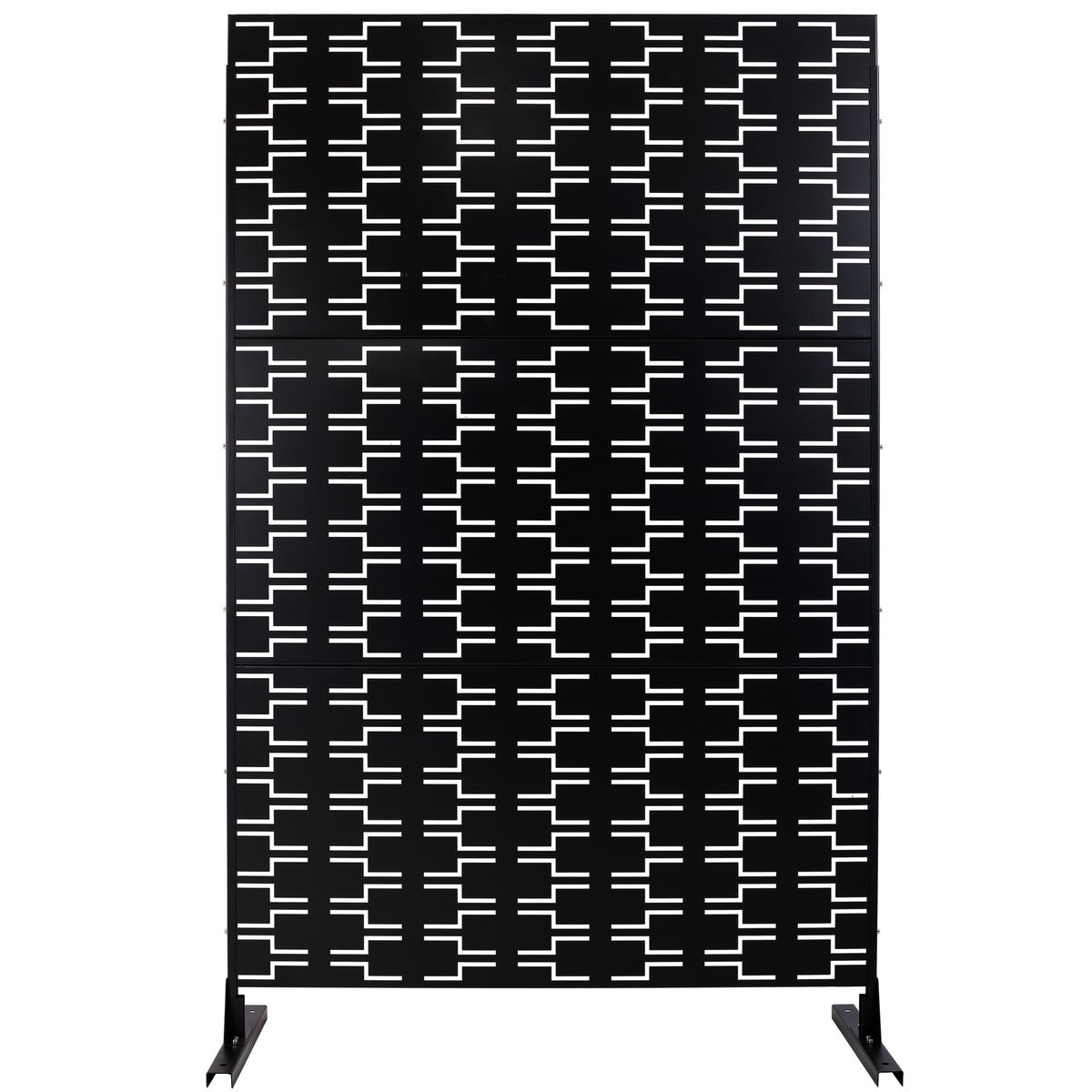 Outdoor & Indoor Privacy Screen Metal Privacy Screen 76' H×48' W, Freestanding Decorative Privacy Screen for Deck Balcony Patio, Privacy Fence Panels for Outside Lawn Garden PS112 BLACK