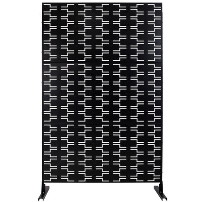 Outdoor & Indoor Privacy Screen Metal Privacy Screen 76' H×48' W, Freestanding Decorative Privacy Screen for Deck Balcony Patio, Privacy Fence Panels for Outside Lawn Garden PS112 BLACK