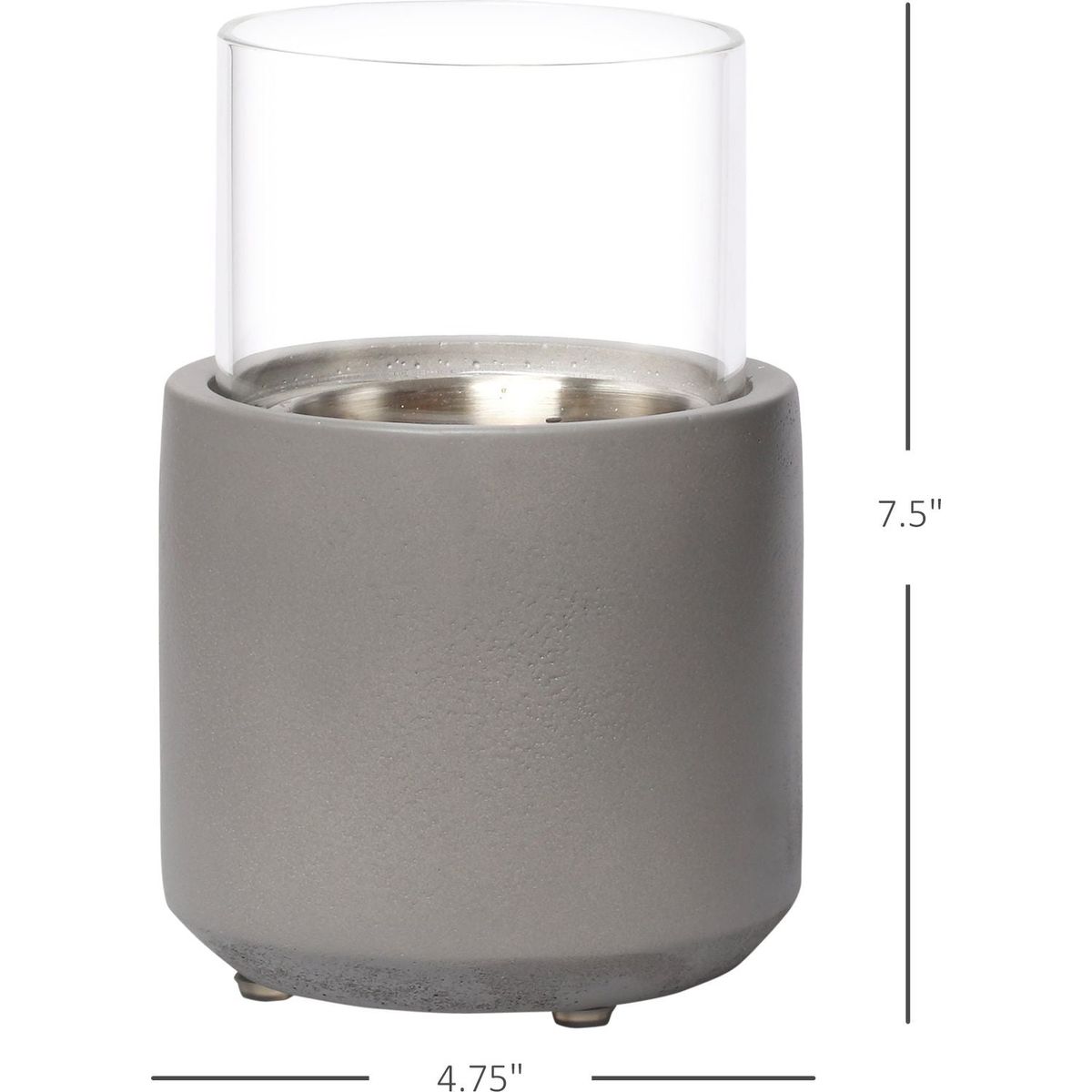 Tabletop Fireplace, Mini Concrete Ethanol Fire Bowl with Lid, Burns up with Liquid Alcohol and Solid Tablet Alcohol, Light Grey