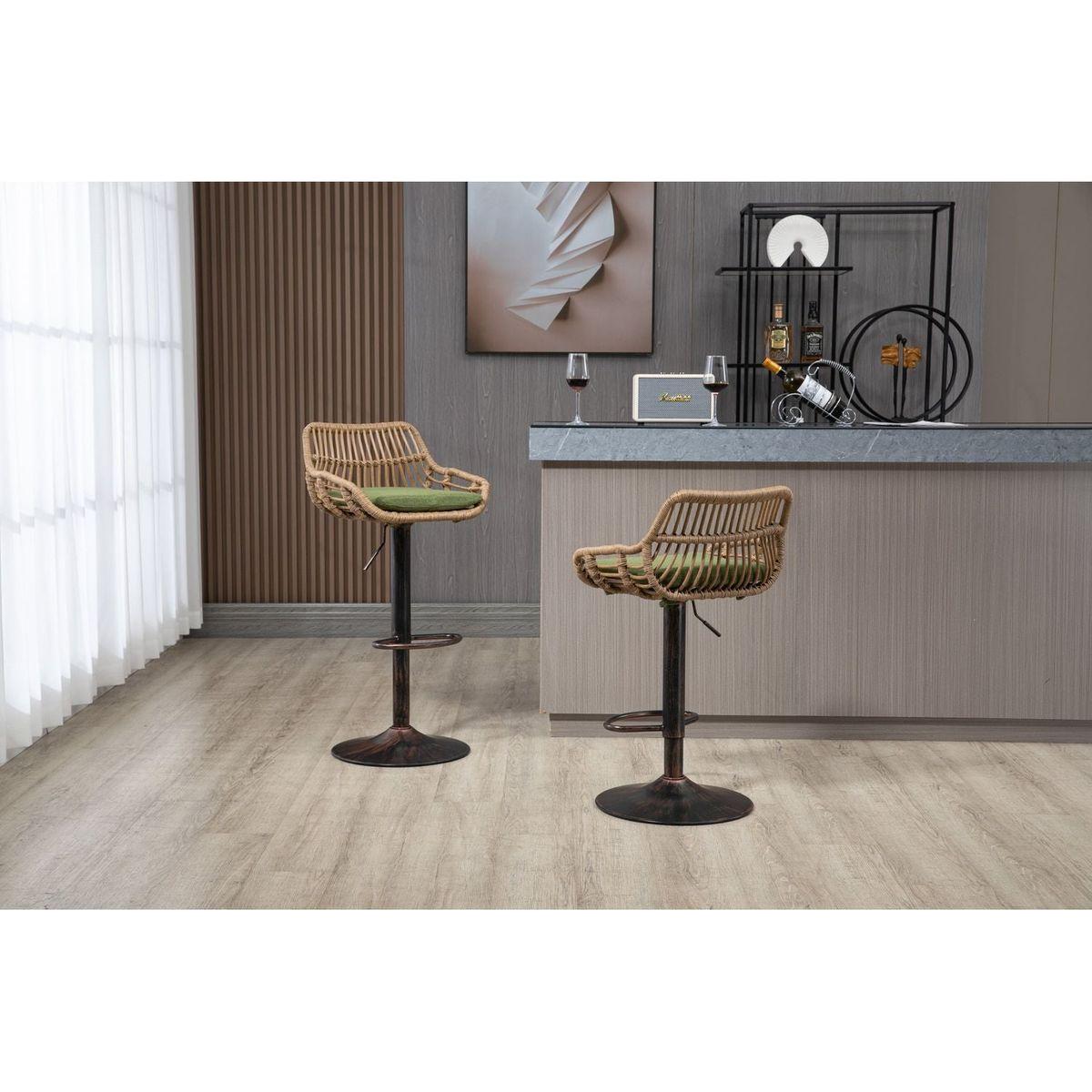 Swivel Bar Stools Set of 2 Adjustable Counter Height Chairs with Footrest for Kitchen, Dining Room 2PC/SET