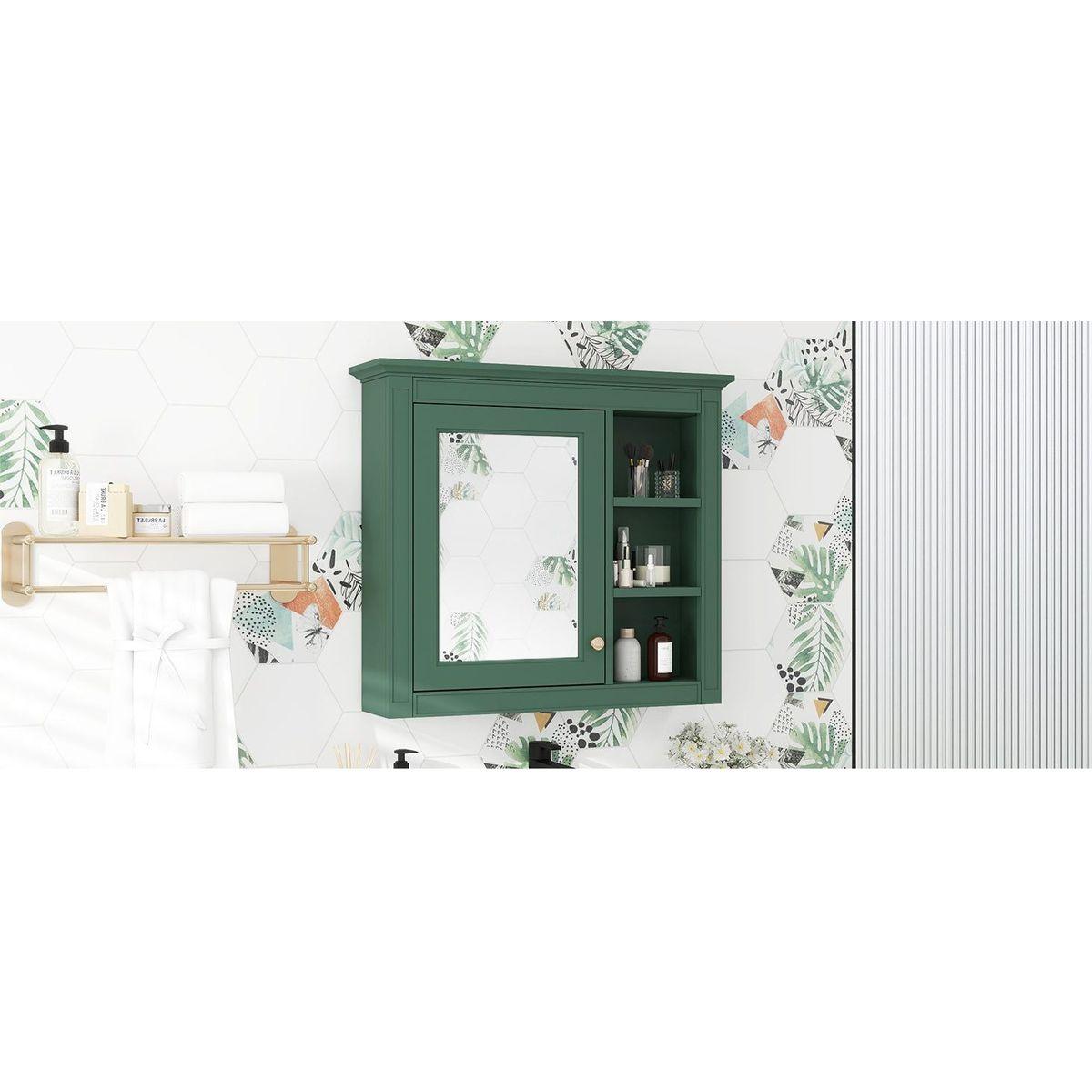 30" x 28" Medicine Cabinet, Wall Mounted Bathroom Storage Cabinet, Modern Bathroom Wall Cabinet with Mirror,Medicine Cabinet, Mirror Cabinet with 3 Open Shelves (Not Include Bathroom Vanity)