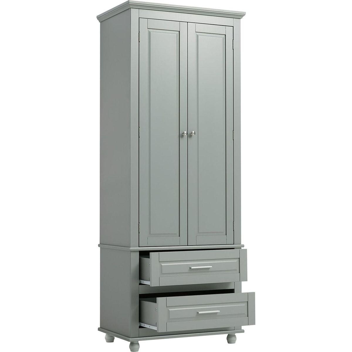 Tall Storage Cabinet with Two Drawers for Bathroom/Office, Grey