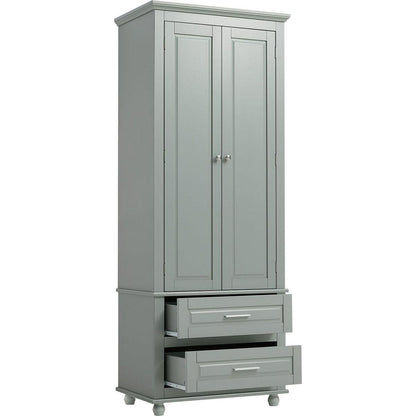 Tall Storage Cabinet with Two Drawers for Bathroom/Office, Grey