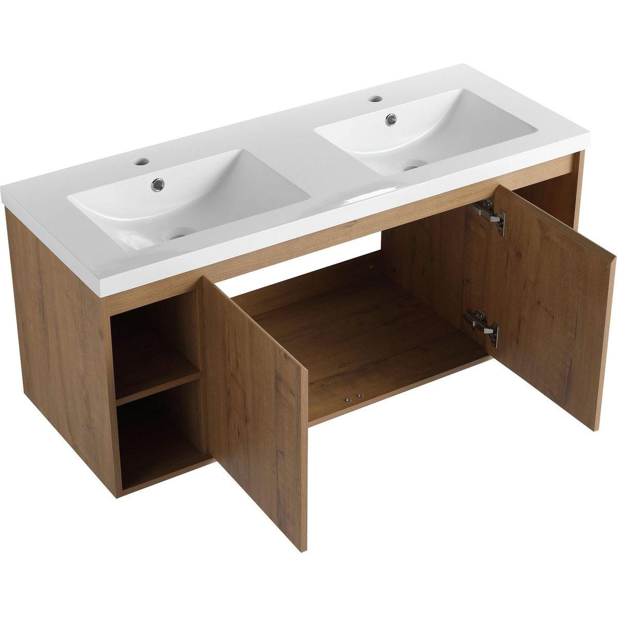 48" Wall Mounted Bathroom Vanity With Double Sink, Soft Closing Door Hinge (KD-Package)G