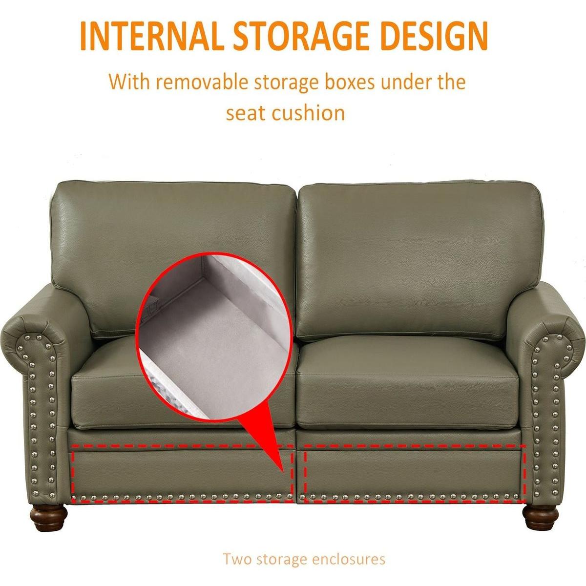 Living Room Sofa with Storage Sofa 2+3 Sectional Grey Faux Leather