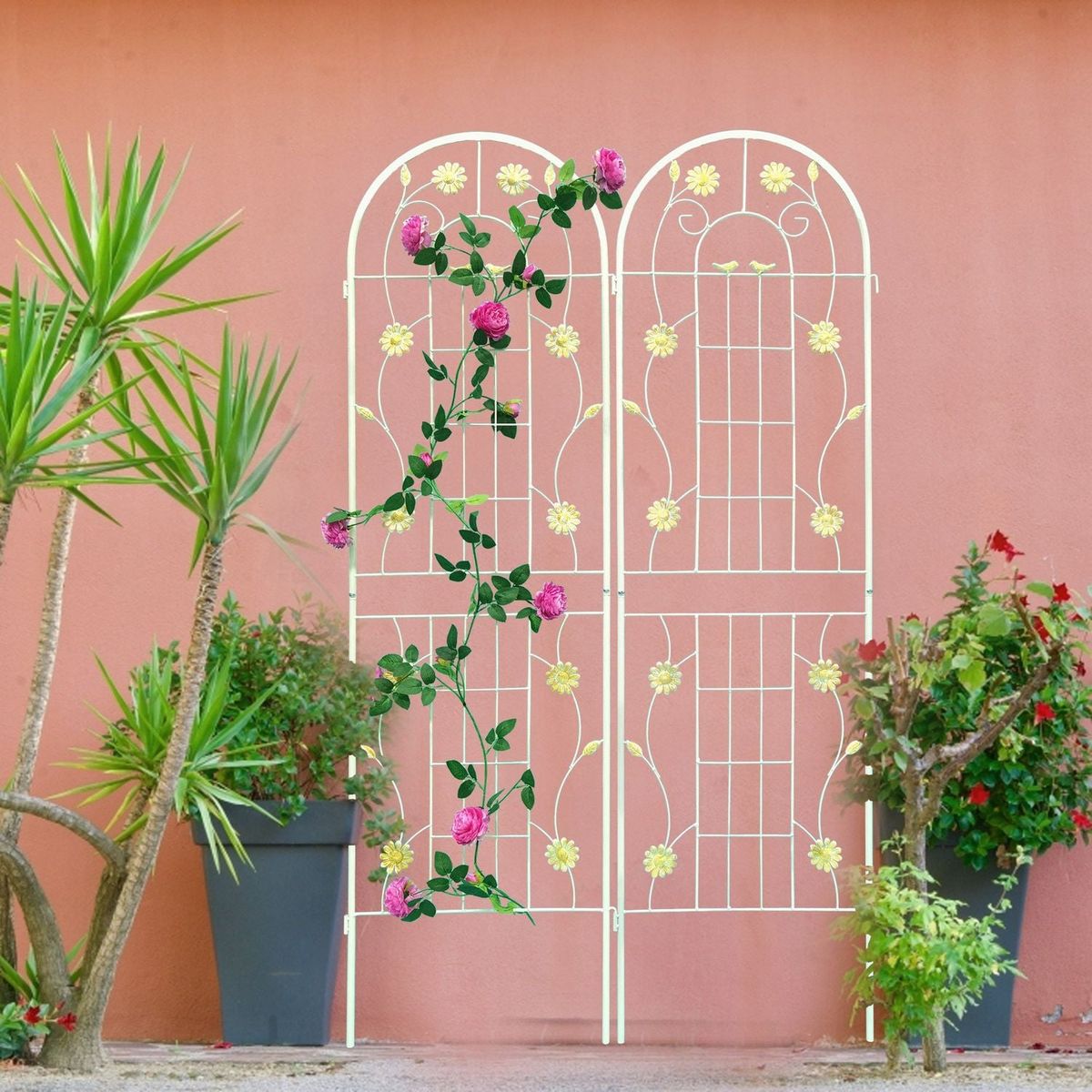4 Pack Metal Garden Trellis 71" x 19.7" Rustproof Trellis for Climbing Plants Outdoor Flower Support White