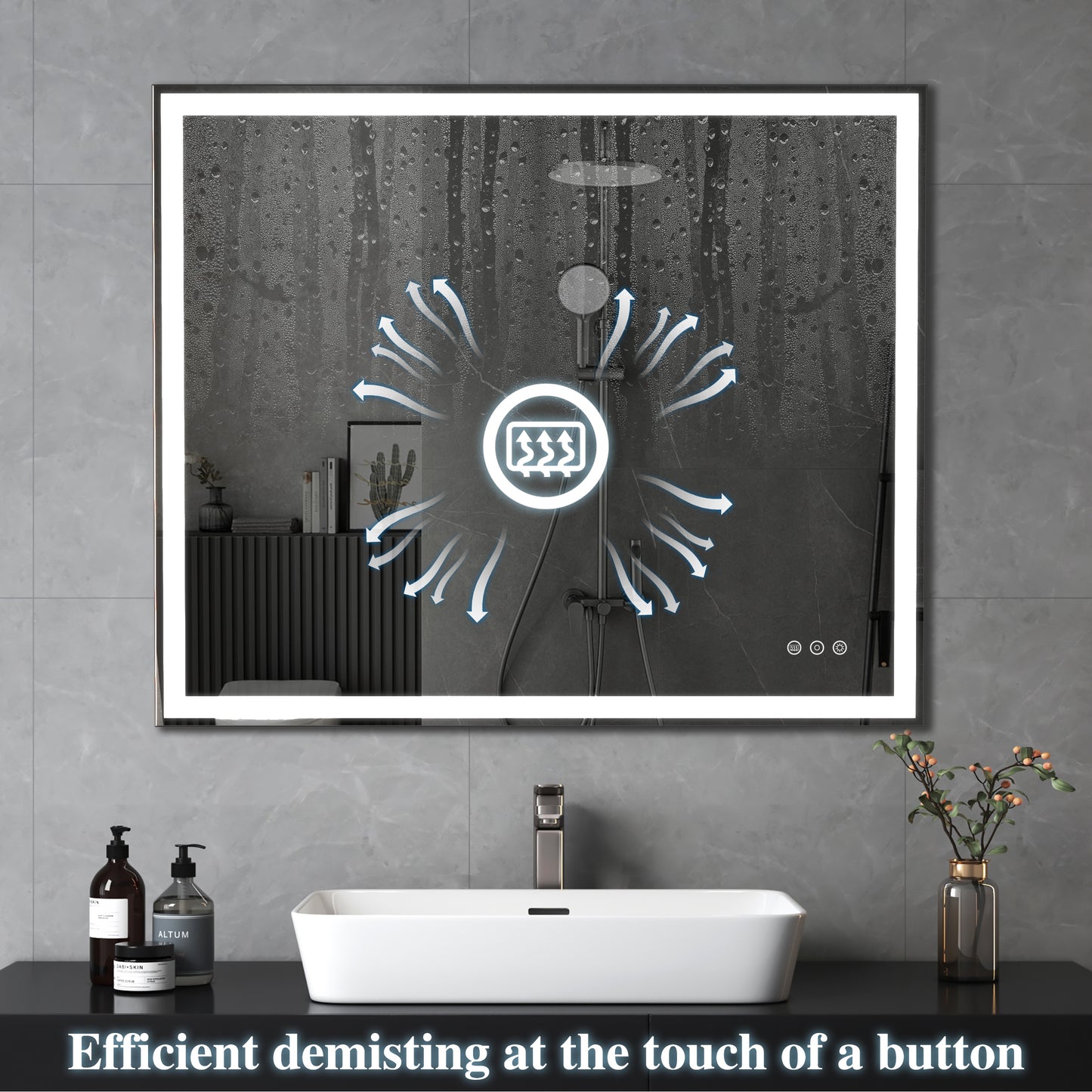 30x36 inch LED Bathroom Vanity Mirror Wall Mounted Adjustable White/Warm/Natural Lights Anti-Fog Touch Switch with Memory Modern Smart Large Bathroom Mirrors