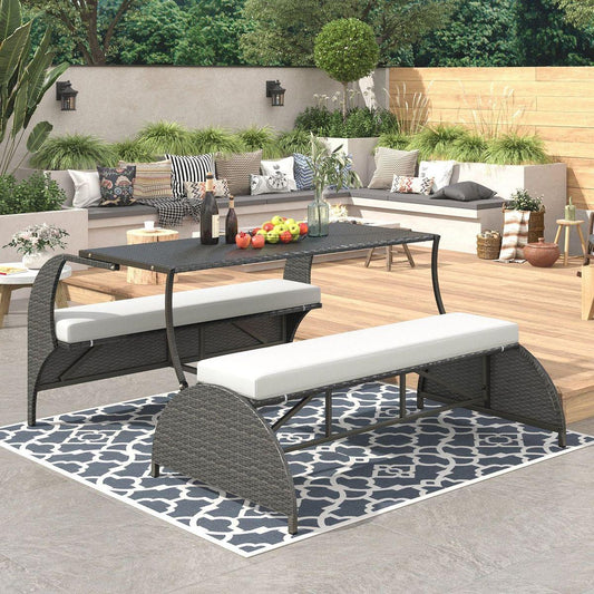 Outdoor Loveseat and Convertible to four seats and a table,Suitable for Gardens and Lawns