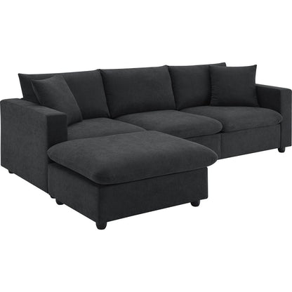 100.4x64.6" Modern Sectional Sofa,L-shaped Couch Set with 2 Free pillows,4-seat Polyester Fabric Couch Set with Convertible Ottoman for Living Room, Apartment, Office,4 Colors