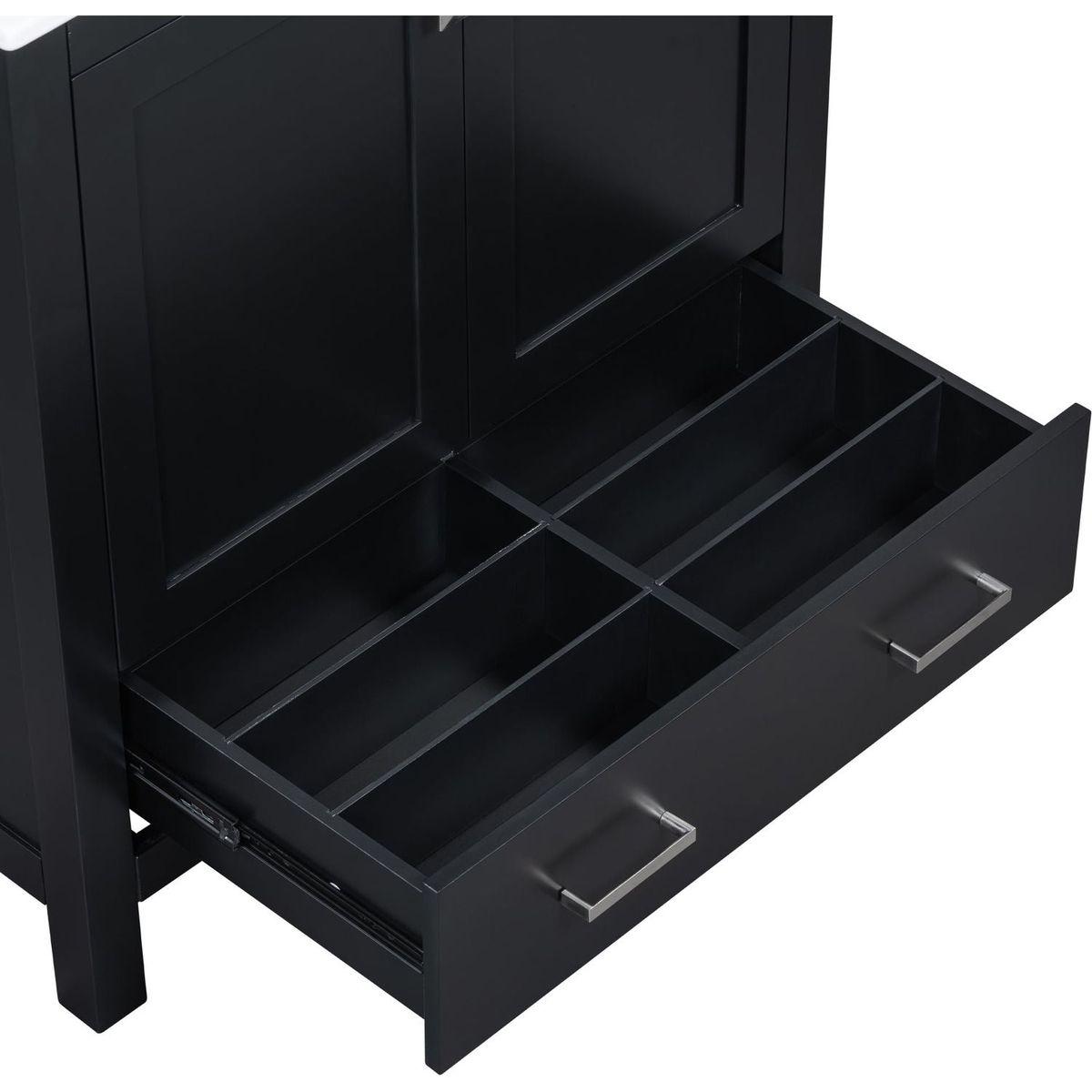 30" Black Bathroom Vanity with Single Sink, Combo Cabinet Undermount Sink, Bathroom Storage Cabinet with 2 Doors and a Drawer, Soft Closing, Multifunctional Storage, Solid Wood Frame